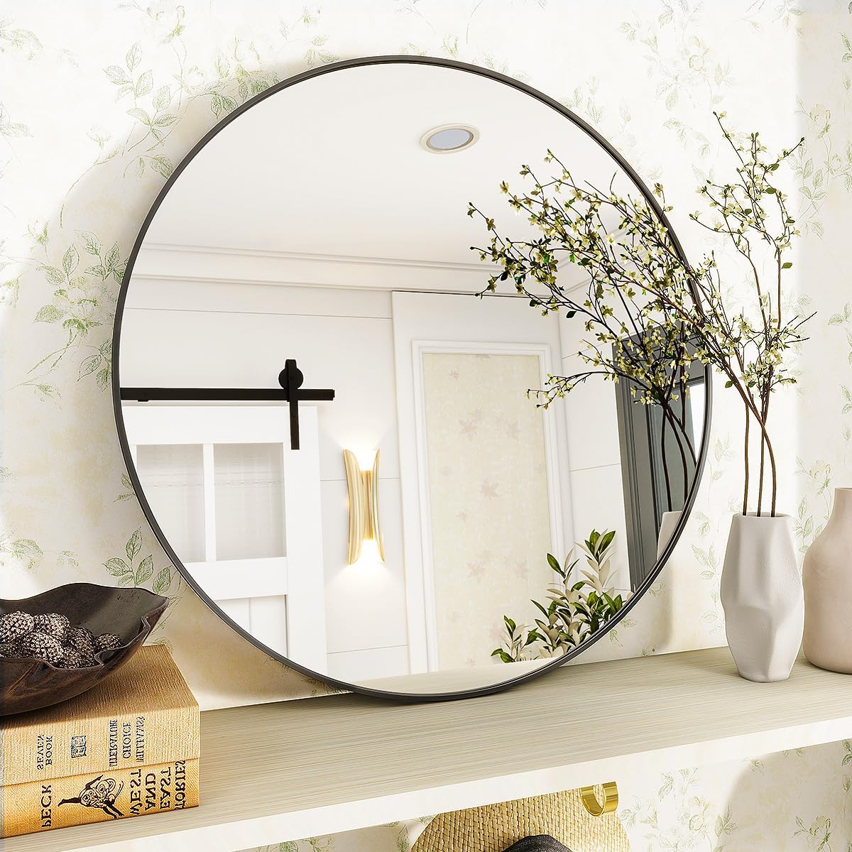 Amazon.com: VooBang Black Round Bathroom Mirror, 20 inch Circle